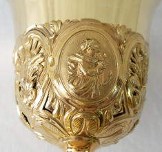French antique solid silver gilt Baroque Chapel Set